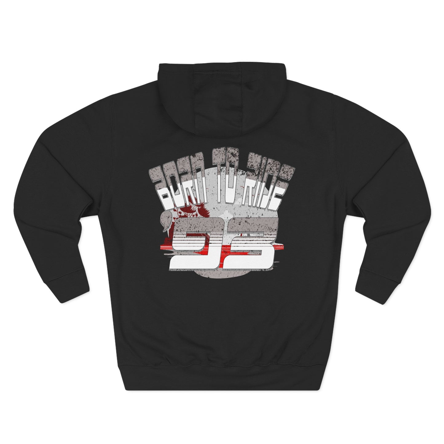 Born to Ride '93 in Monochrome Fleece Hoodie, Born to Ride Cozy Sweatshirt, Biker Gift, Unisex Casual Wear, Vintage Style Hoodie