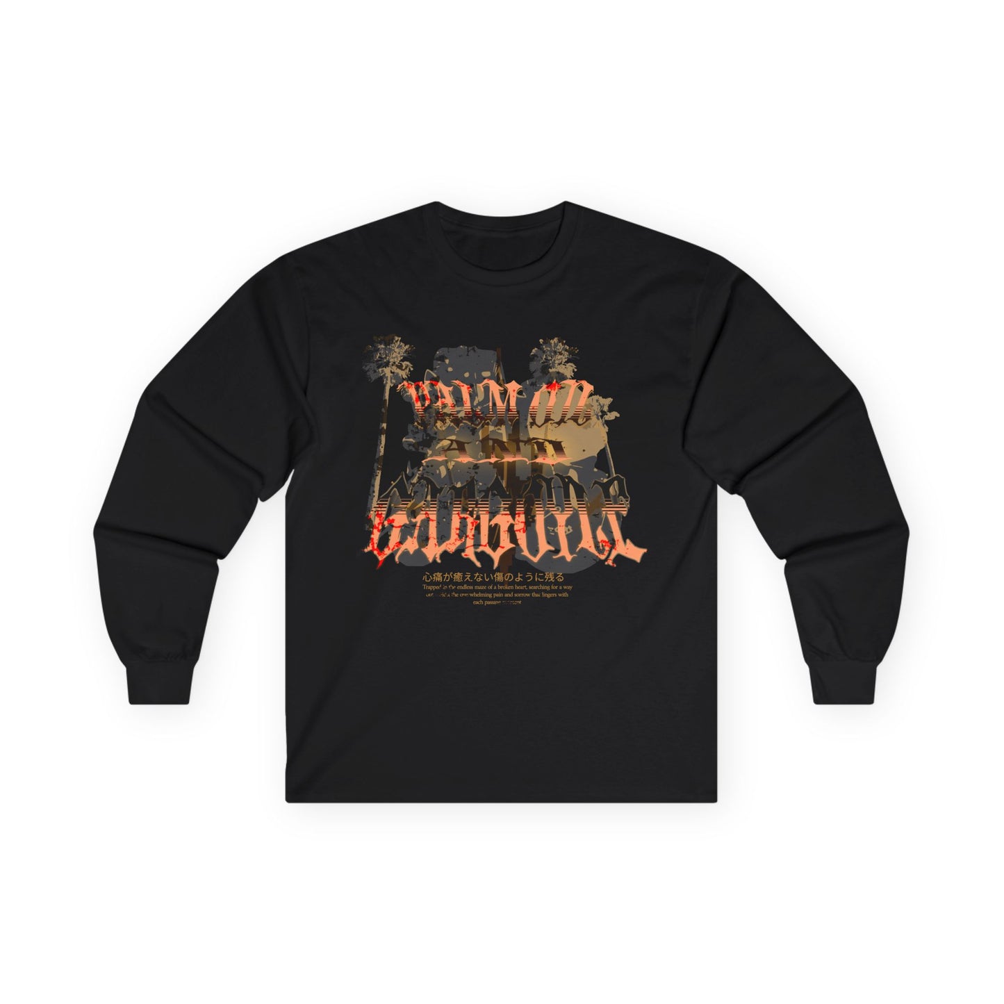 Palm Oil And Gargoyle Long Sleeve Tee - Unisex Ultra Cotton, Graphic Tee, Casual Wear, Gift for Him, Her, Summer Vibes - GritPalm Collective
