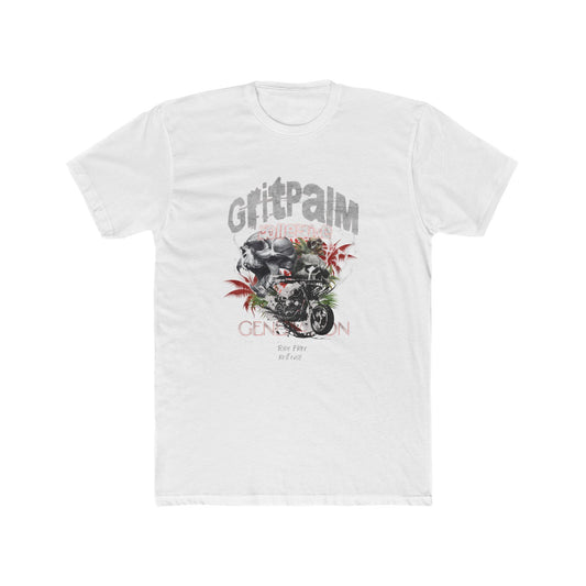 GritPalm Collective Unisex Cotton Crew Tee - Motorcycle Enthusiast Tee, Vintage Graphic Shirt, Gift for Bikers, Casual Wear, Music Festival [...] - GritPalm Collective
