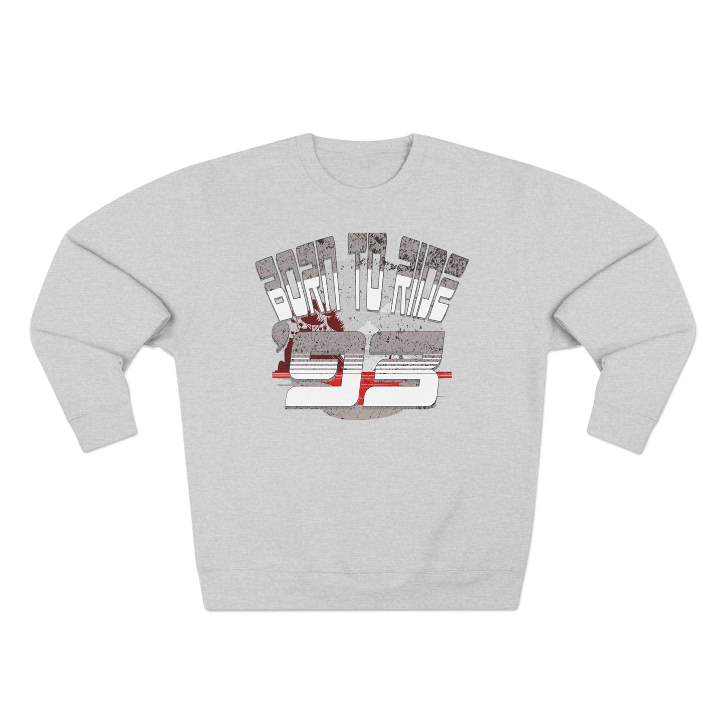 Born to Ride '93 in Monochrome Crewneck Sweatshirt, Casual Fashion, Gift for Him/Her, Retro Style, Year 1995, Cozy Everyday Wear