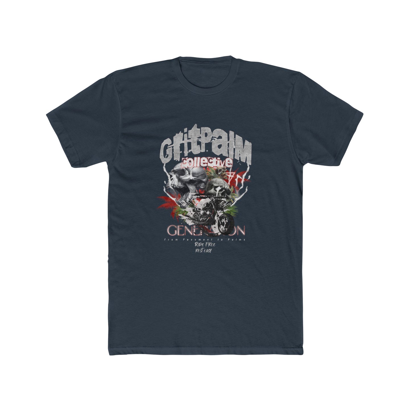 GritPalm Collective Unisex Cotton Crew Tee - Motorcycle Enthusiast Tee, Vintage Graphic Shirt, Gift for Bikers, Casual Wear, Music Festival [...] - GritPalm Collective