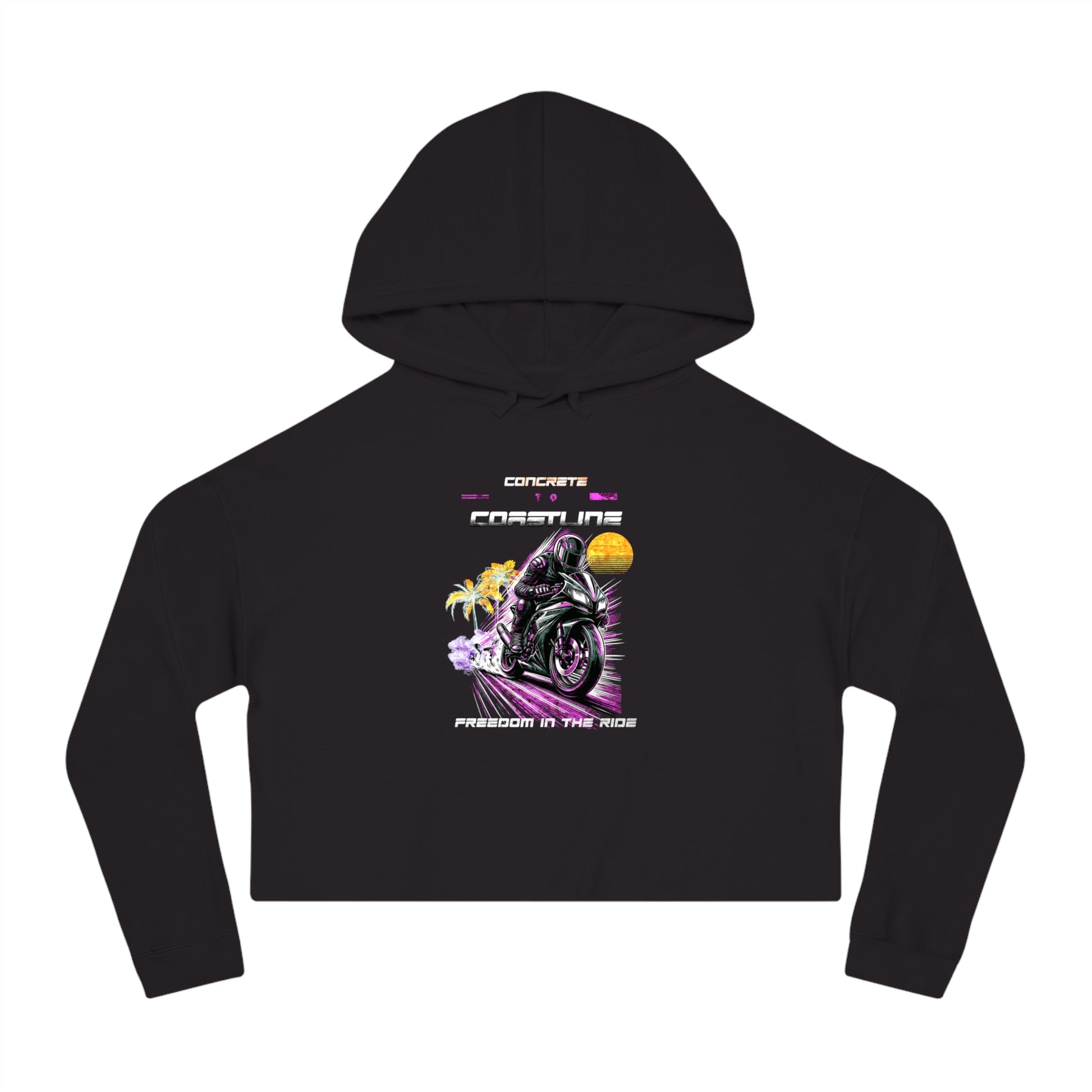 Motorcycle Freedom Women’s Cropped Hoodie - Stylish Sweatshirt, Casual Wear, Gift for Her, Streetwear, Trendy Fashion - GritPalm Collective