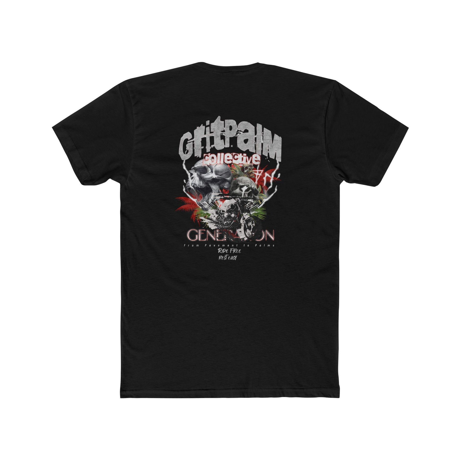 GritPalm Collective Unisex Cotton Crew Tee - Motorcycle Enthusiast Tee, Vintage Graphic Shirt, Gift for Bikers, Casual Wear, Music Festival [...] - GritPalm Collective