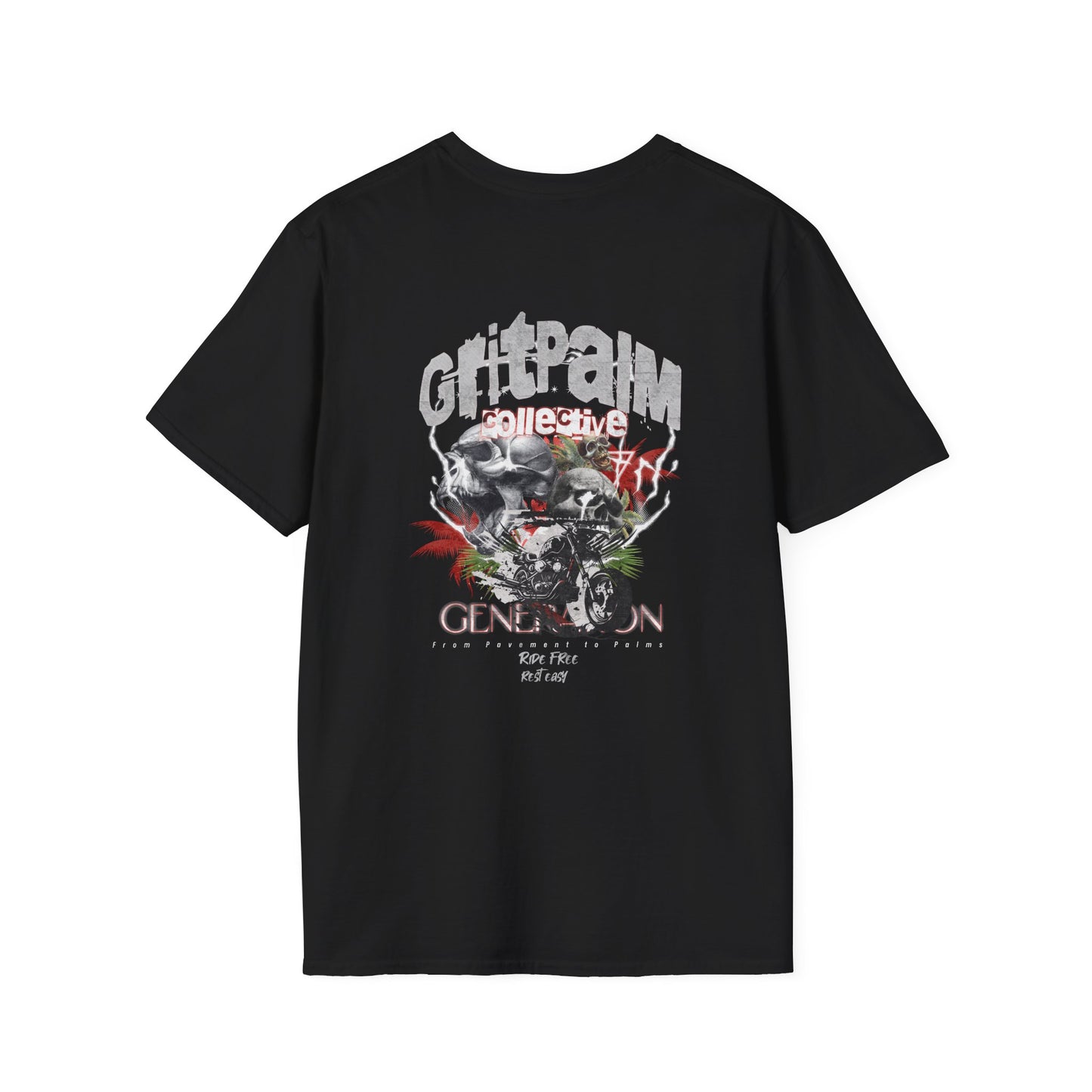 GritPalm Collective Unisex Softstyle T-Shirt - Edgy Graphic Tee for Festivals, Casual Wear, Gifts, Streetwear, Everyday Comfort - GritPalm Collective