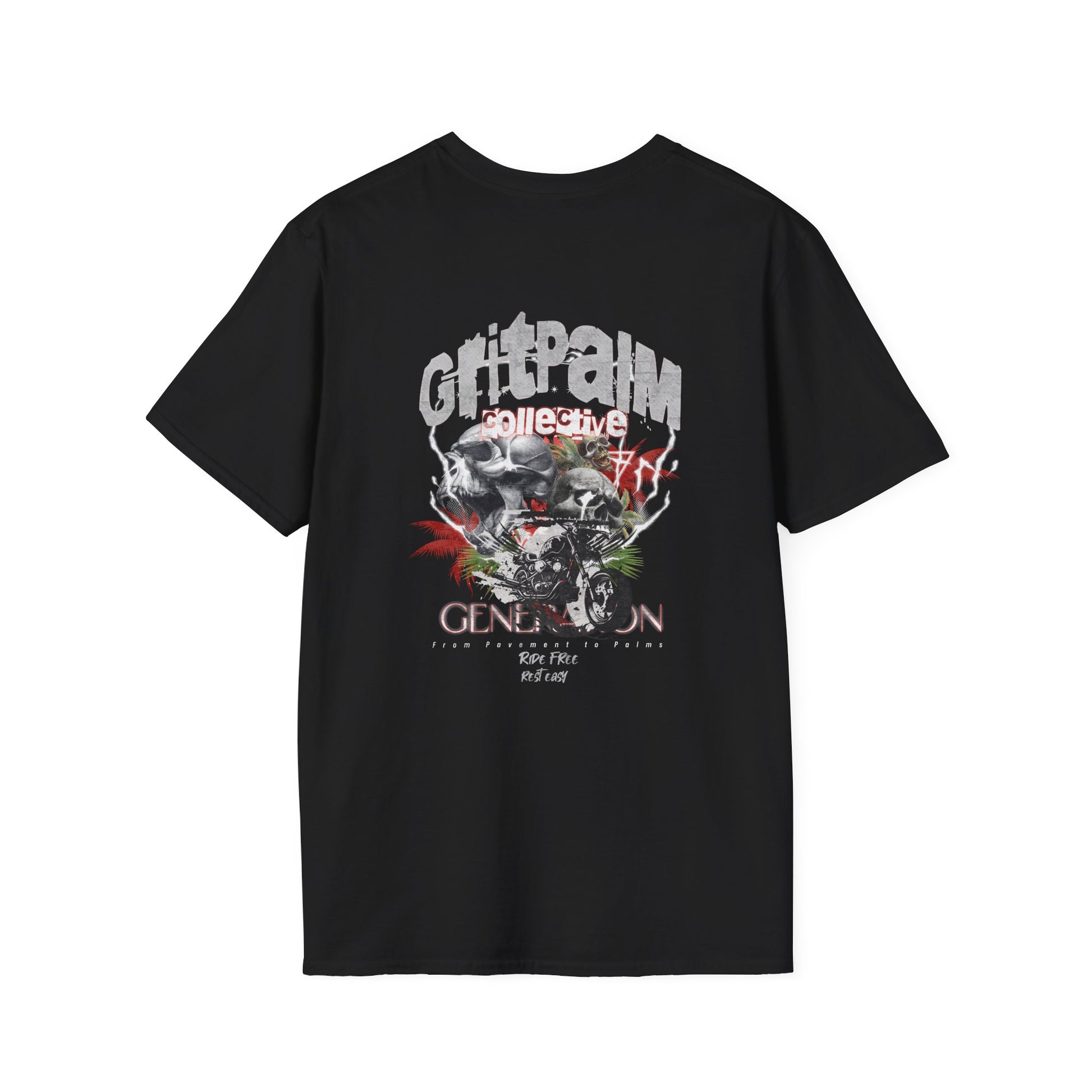 GritPalm Collective Unisex Softstyle T-Shirt - Edgy Graphic Tee for Festivals, Casual Wear, Gifts, Streetwear, Everyday Comfort - GritPalm Collective