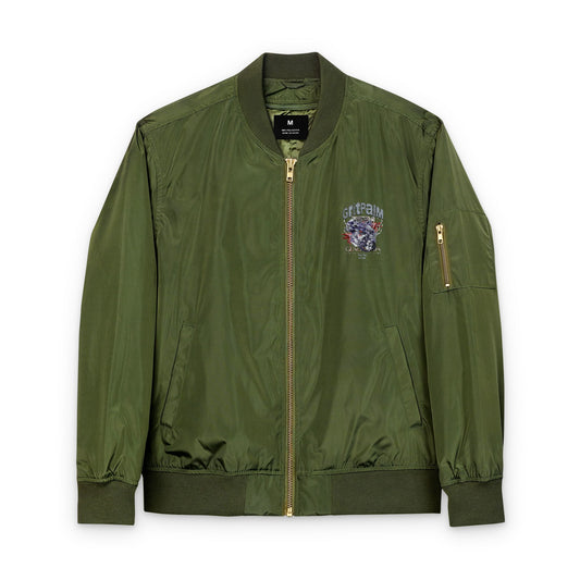 GritPalm Collective Eco-Friendly Embroidered Bomber Jacket, Sustainable Fashion, Unique Gift, Streetwear Style, Fall Outerwear, Celebrity Style - GritPalm Collective