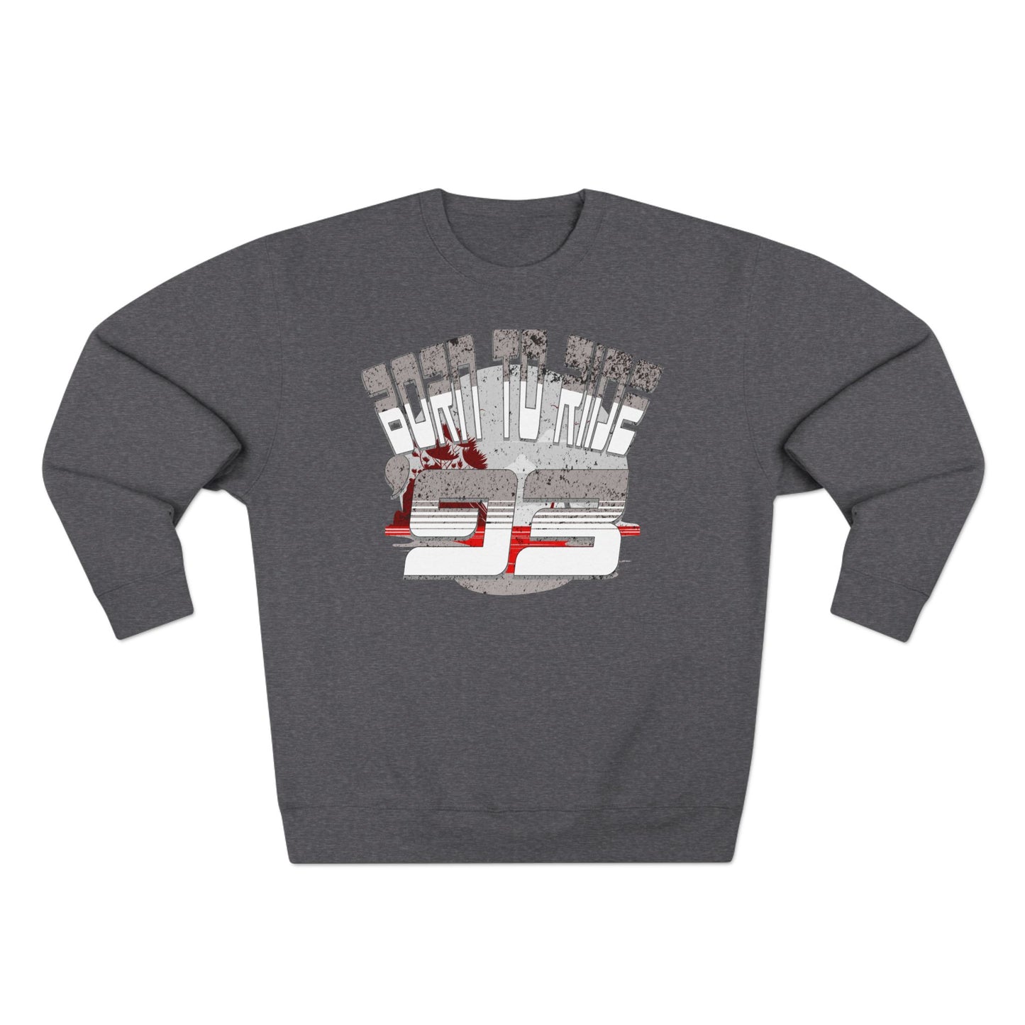 Born to Ride '93 in Monochrome Crewneck Sweatshirt, Casual Fashion, Gift for Him/Her, Retro Style, Year 1995, Cozy Everyday Wear