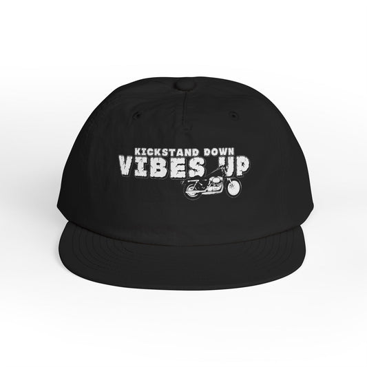 Surf Cap with 'Kickstand Down Vibes Up' Design, Perfect for Beach Days, Summer Festivals, Outdoor Adventures, Gifts for Surf Lovers - GritPalm Collective