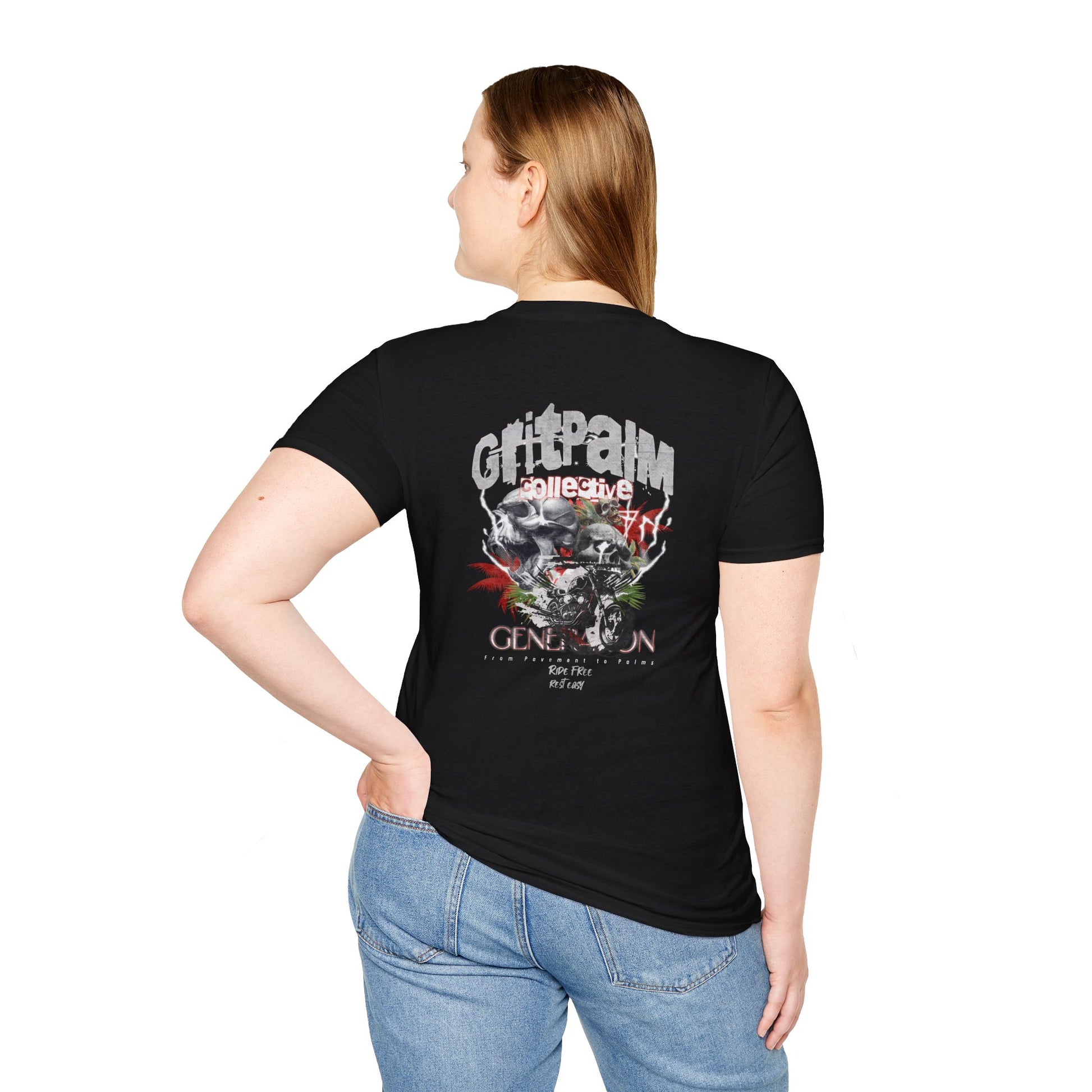 GritPalm Collective Unisex Softstyle T-Shirt - Edgy Graphic Tee for Festivals, Casual Wear, Gifts, Streetwear, Everyday Comfort - GritPalm Collective