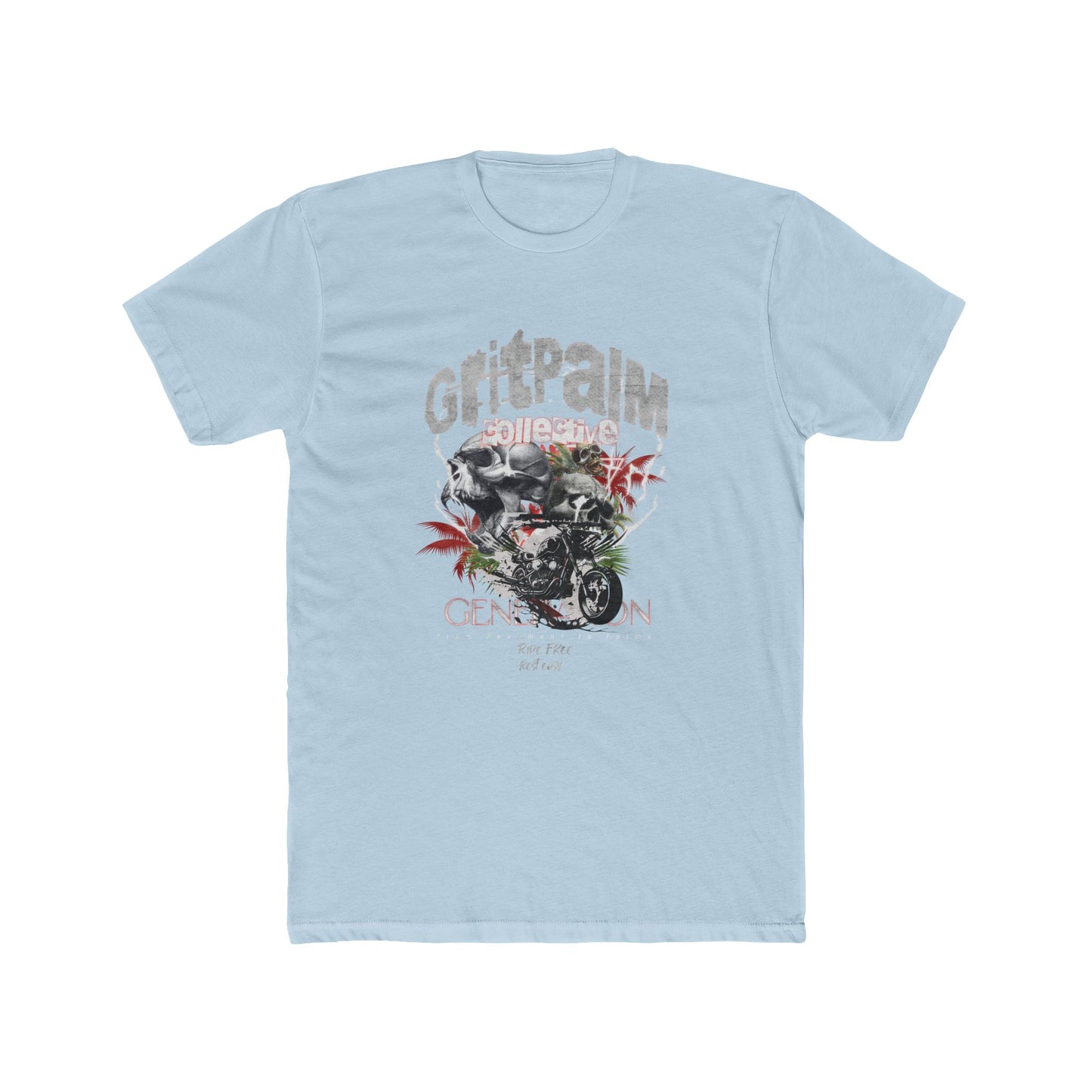 GritPalm Collective Unisex Cotton Crew Tee - Motorcycle Enthusiast Tee, Vintage Graphic Shirt, Gift for Bikers, Casual Wear, Music Festival [...] - GritPalm Collective