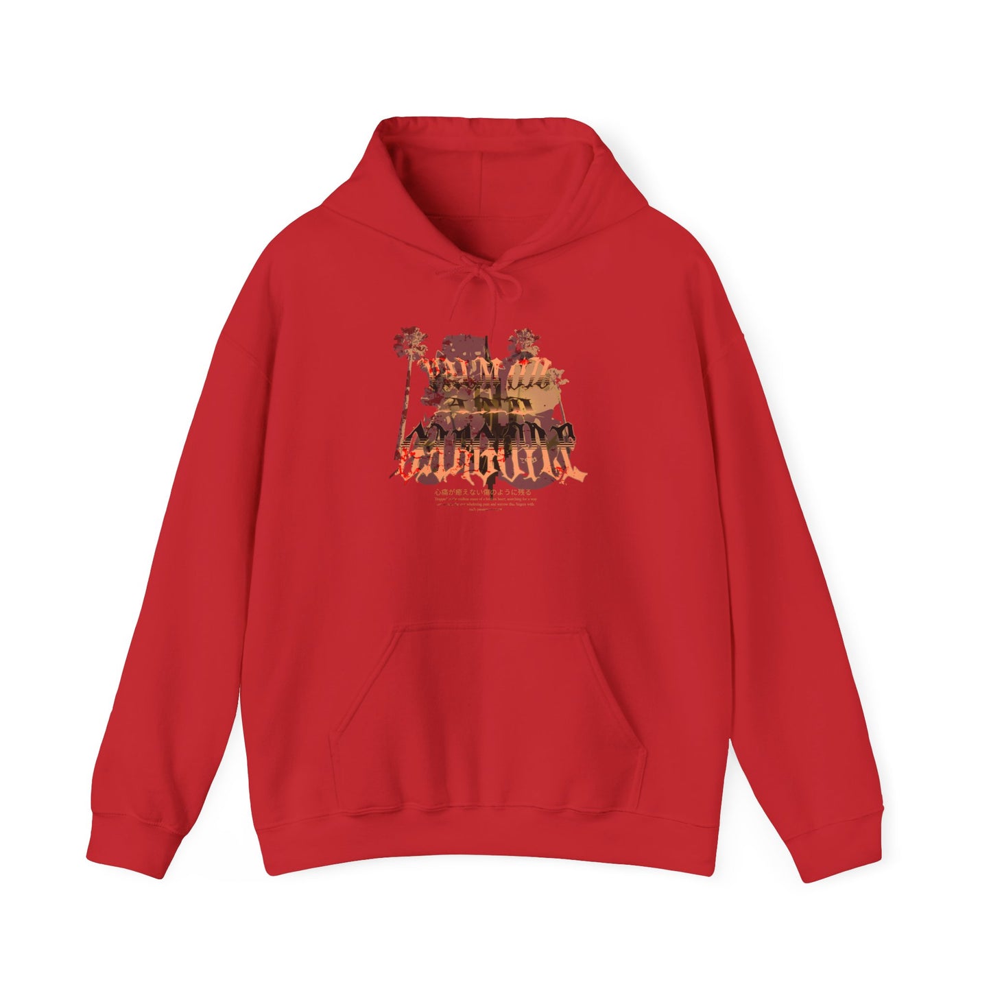 Palm Oil and Gargoyle Hooded Sweatshirt, Cozy Gift for Friends, Casual Streetwear, Summer Bonfire, Graphic Pullover, Relaxed Look - GritPalm Collective
