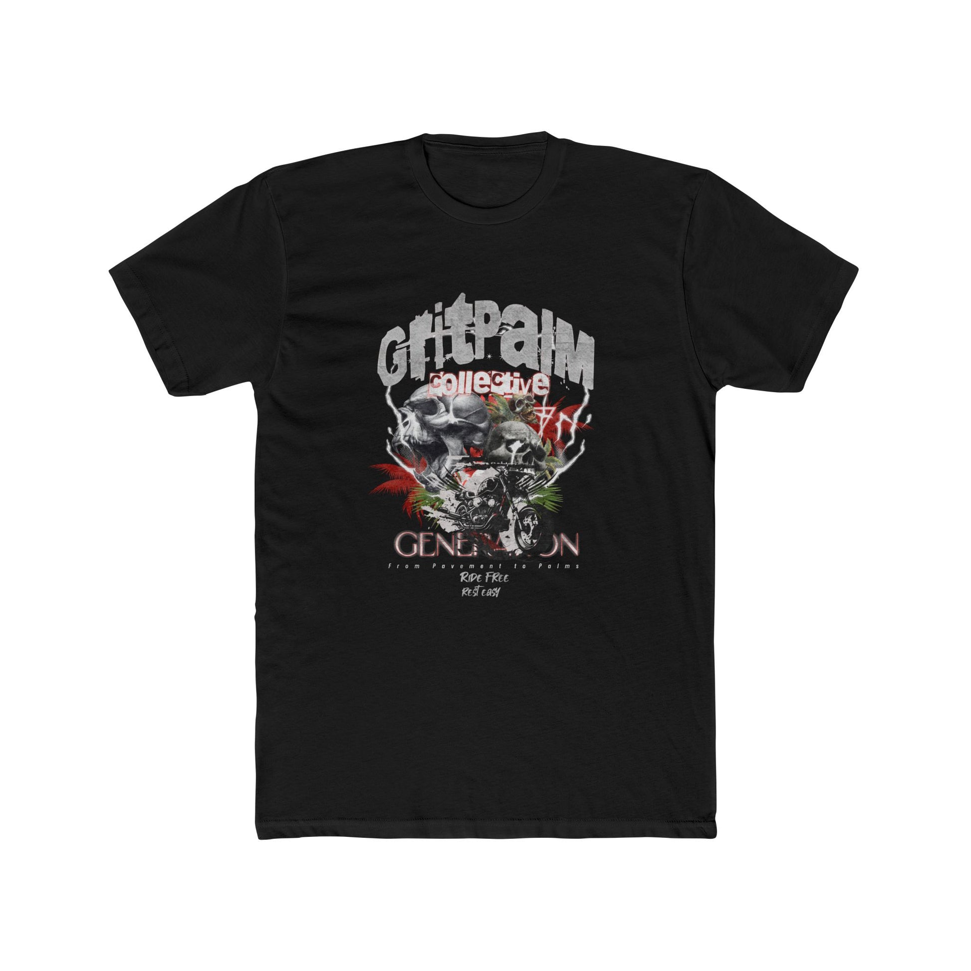 GritPalm Collective Unisex Cotton Crew Tee - Motorcycle Enthusiast Tee, Vintage Graphic Shirt, Gift for Bikers, Casual Wear, Music Festival [...] - GritPalm Collective