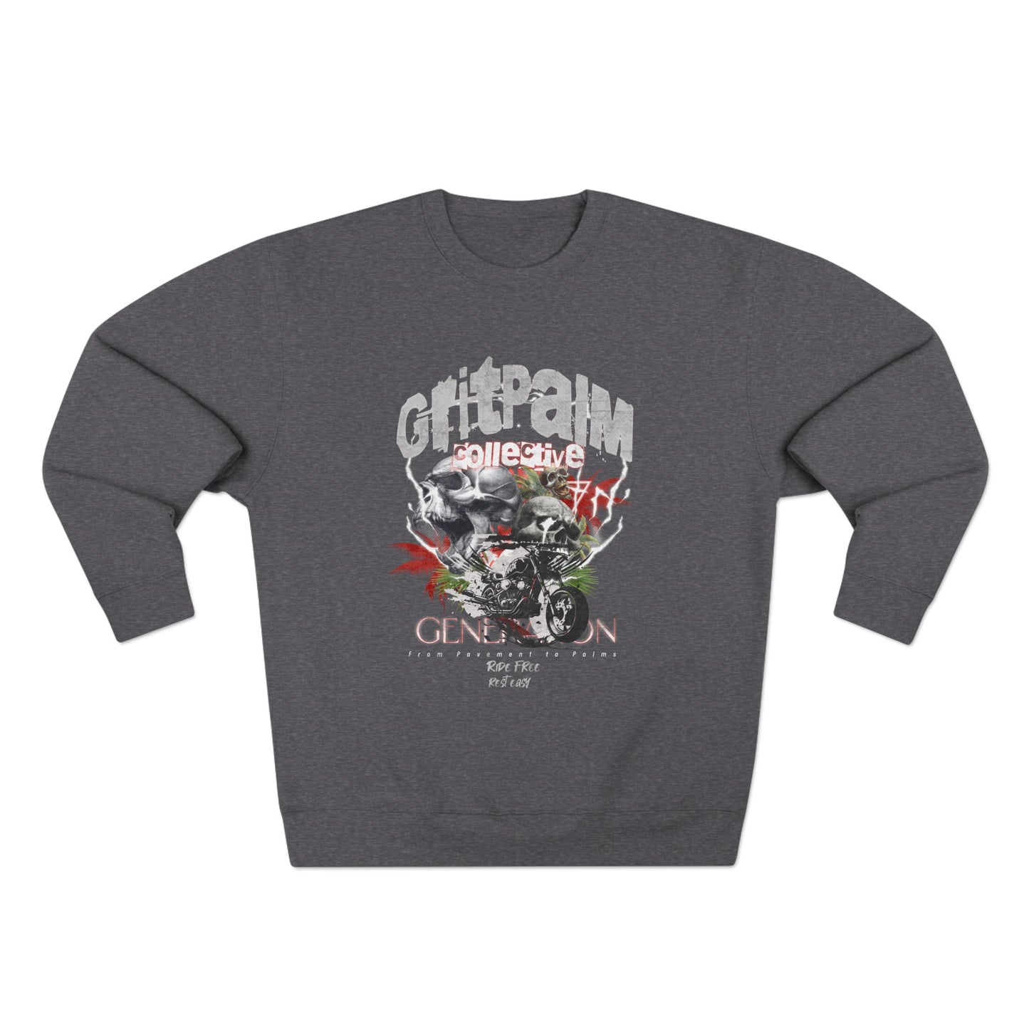 GritPalm Collective Unisex Crewneck Sweatshirt | Retro Streetwear, Gift for Him/Her, Trendy Outfit, Music Festival Apparel, Vintage Graphic Clothing - GritPalm Collective