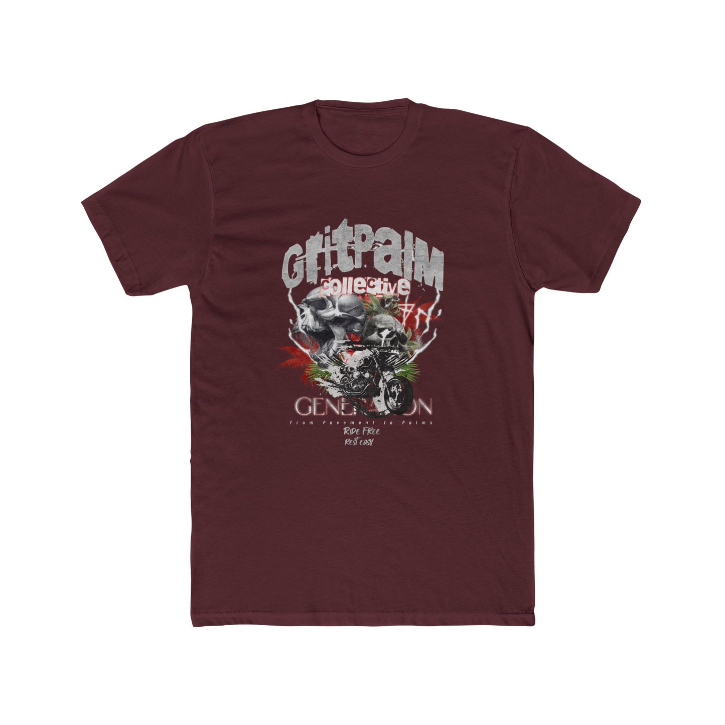 GritPalm Collective Unisex Cotton Crew Tee - Motorcycle Enthusiast Tee, Vintage Graphic Shirt, Gift for Bikers, Casual Wear, Music Festival [...] - GritPalm Collective
