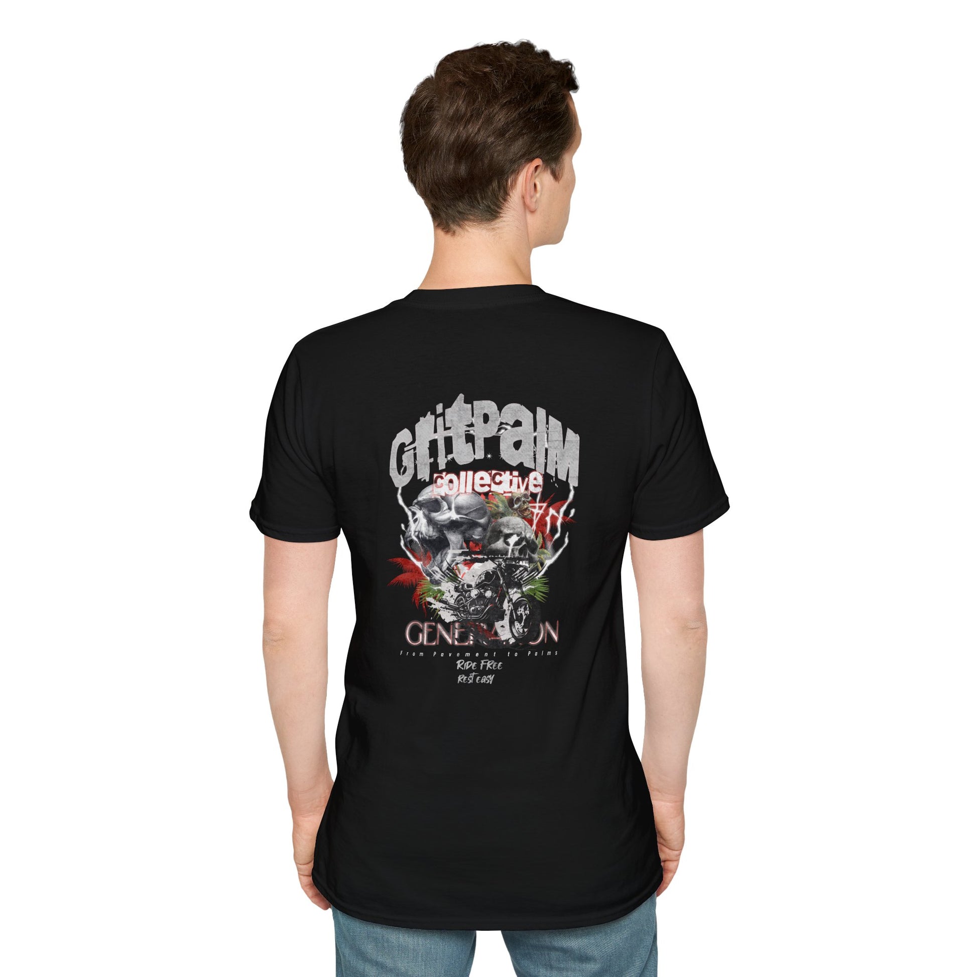 GritPalm Collective Unisex Softstyle T-Shirt - Edgy Graphic Tee for Festivals, Casual Wear, Gifts, Streetwear, Everyday Comfort - GritPalm Collective